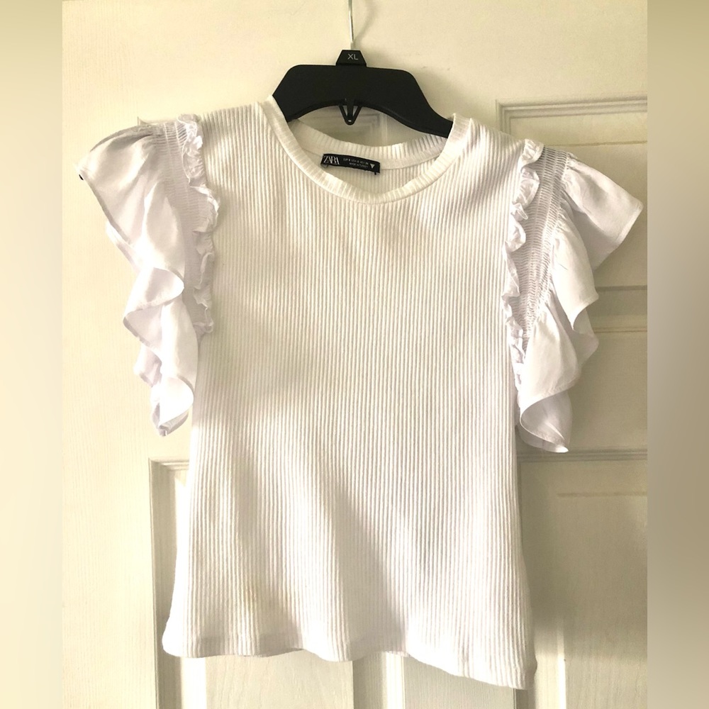 ZARA, Ribbed White Top